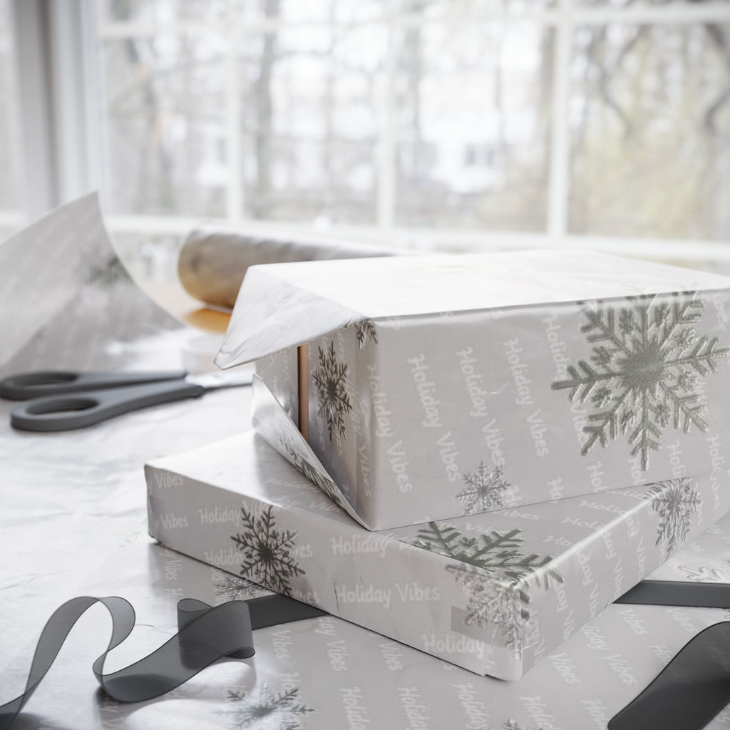 Silver Holiday Vibes Wrapping Paper