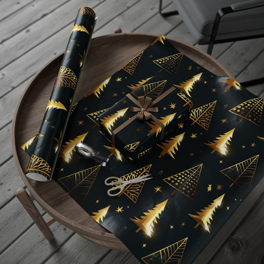 Gold Christmas Trees (Black Background)