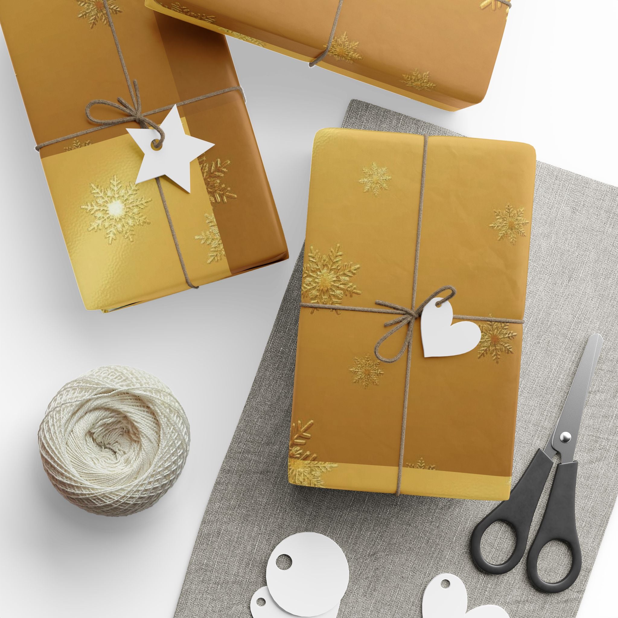 Golden Snowfall Luxe Wrapping Paper