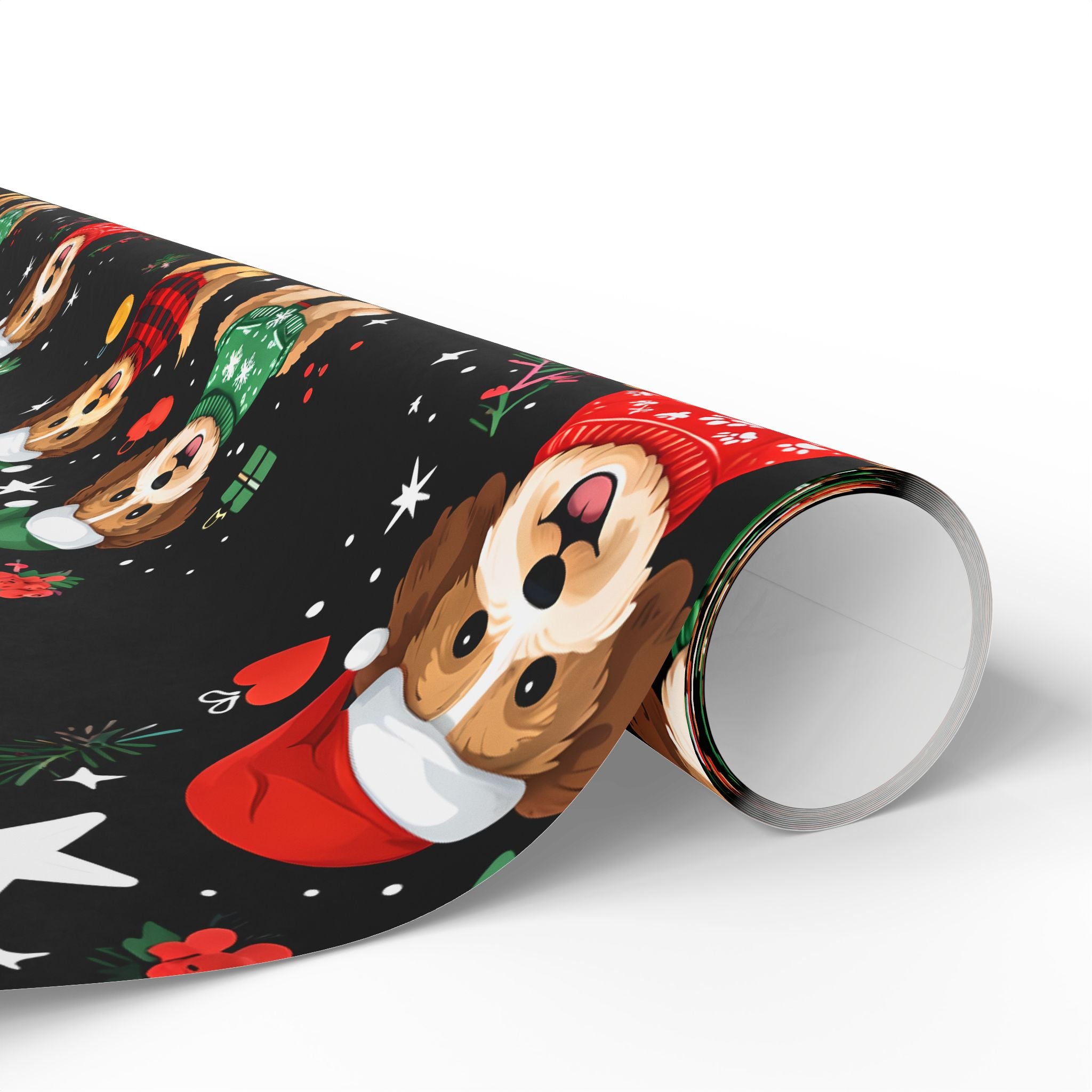 Christmas Puppy Pattern Wrapping Paper
