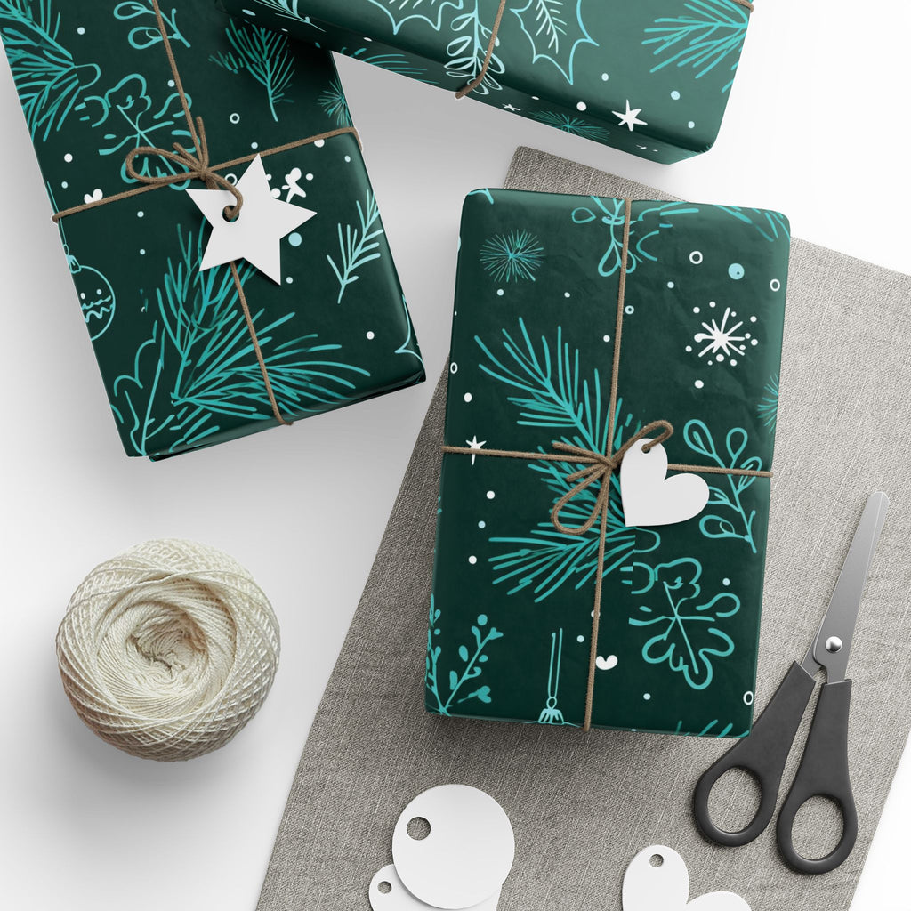 Teal Pine Forest Wrapping Paper
