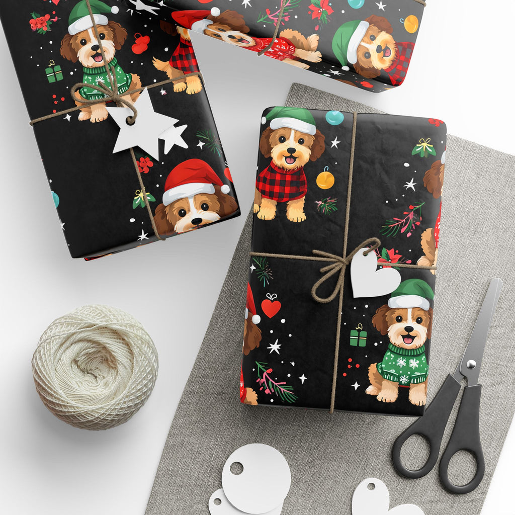 Christmas Puppy Pattern Wrapping Paper