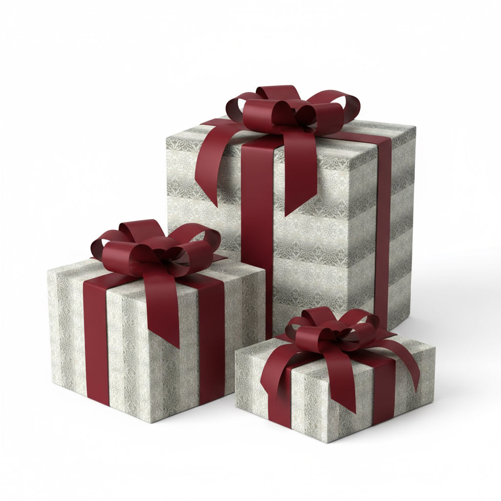 Floral Damask Christmas Wrapping Paper Roll — Neutral Holiday Gift Wrap