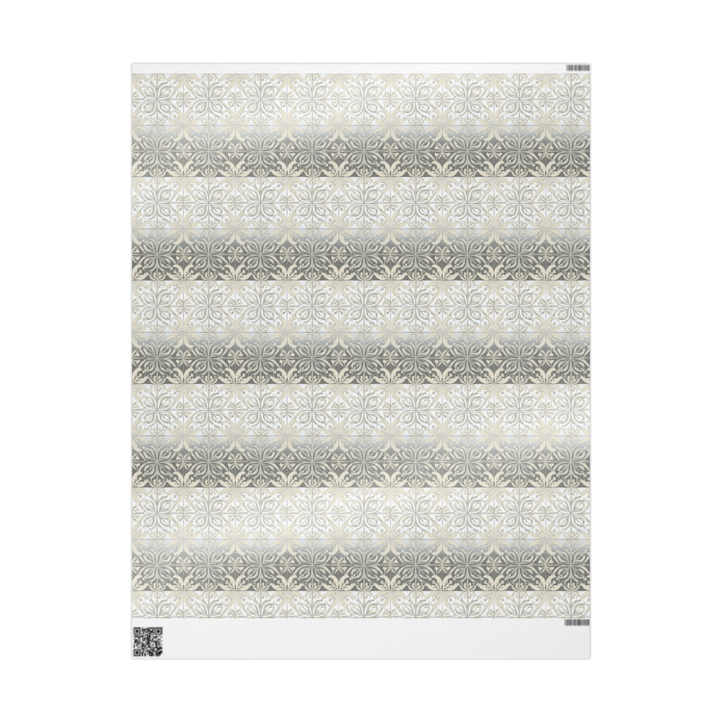 Floral Damask Christmas Wrapping Paper Roll — Neutral Holiday Gift Wrap