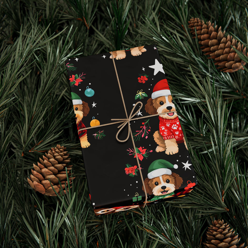 Christmas Puppy Pattern Wrapping Paper