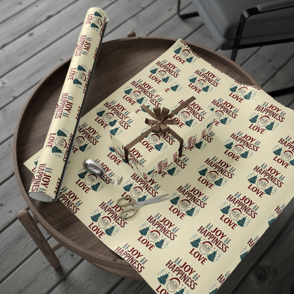 🎁 Festive Santa & “Happiness” Wrapping Paper