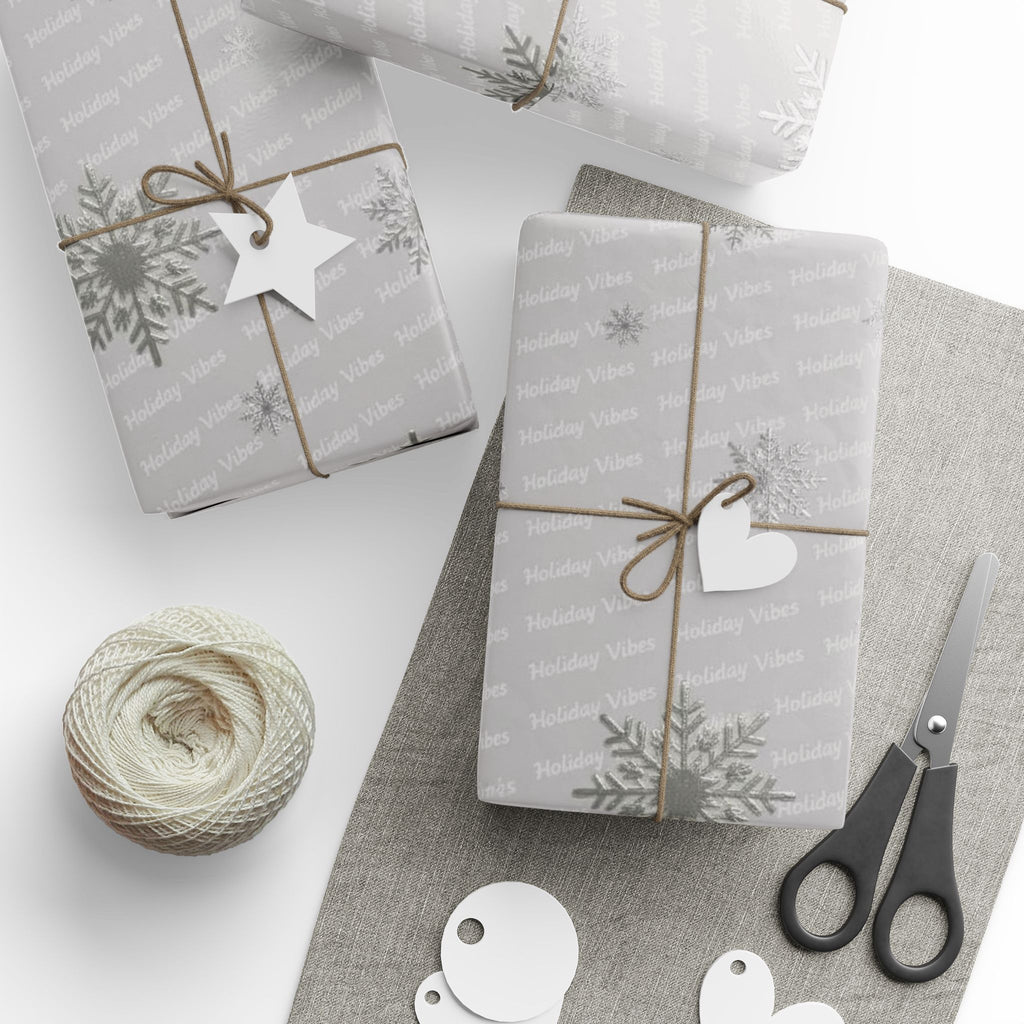 Silver Holiday Vibes Wrapping Paper
