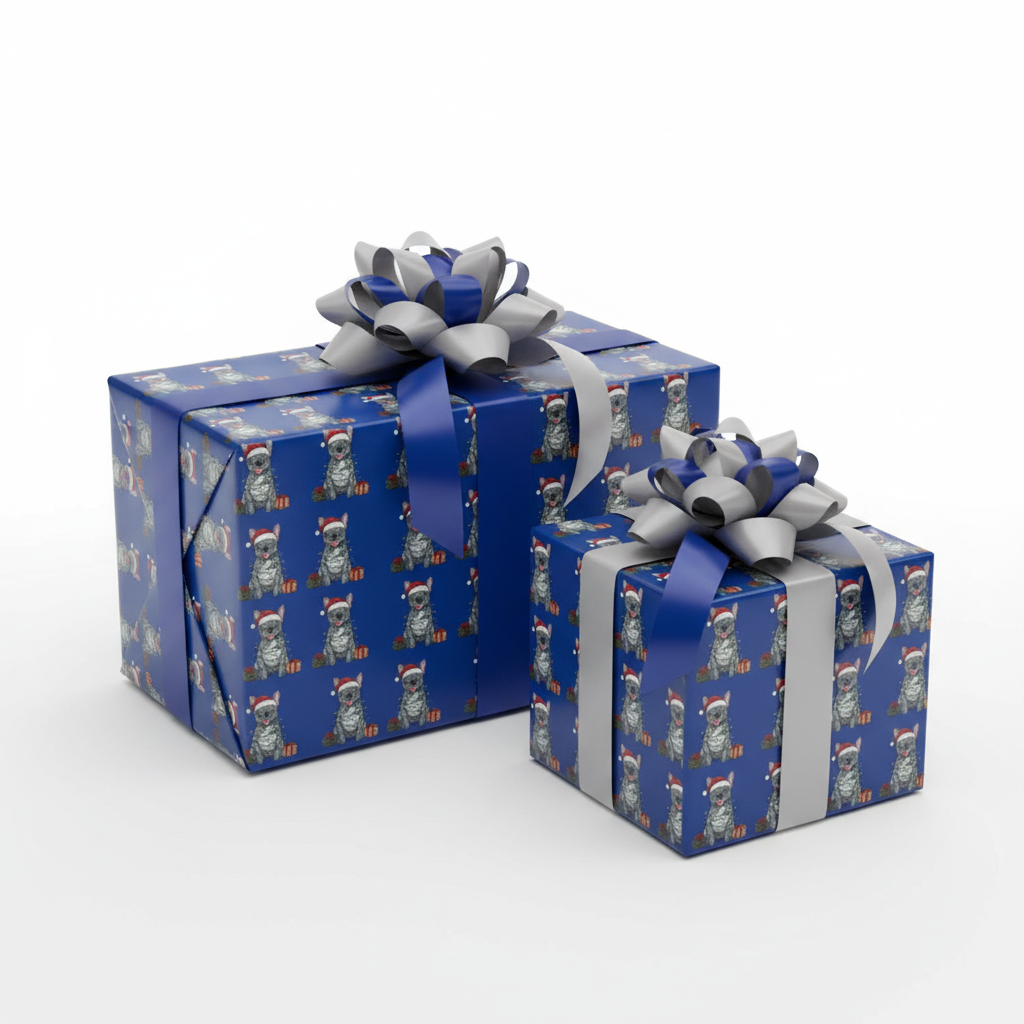 French Bulldog Holiday Wrap — Blue