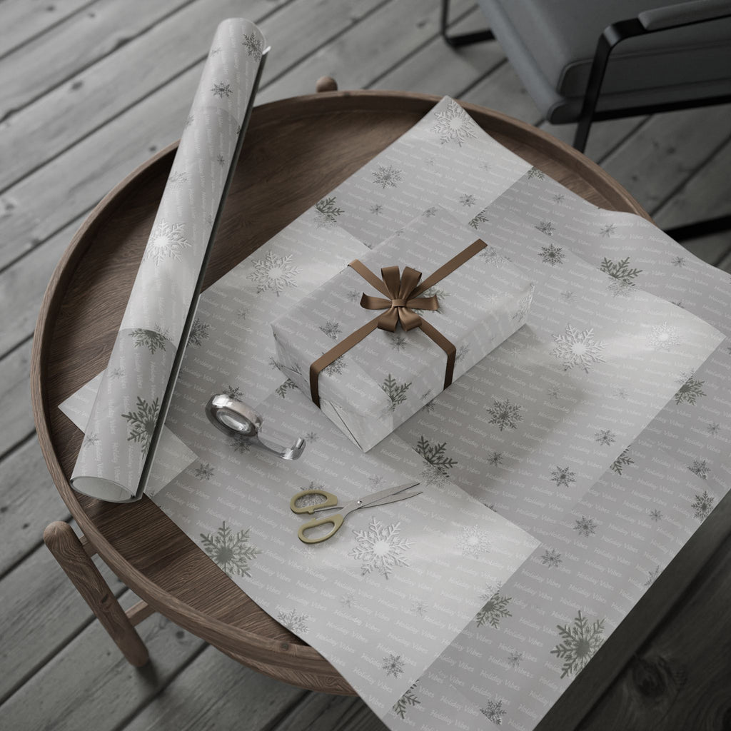 Silver Holiday Vibes Wrapping Paper