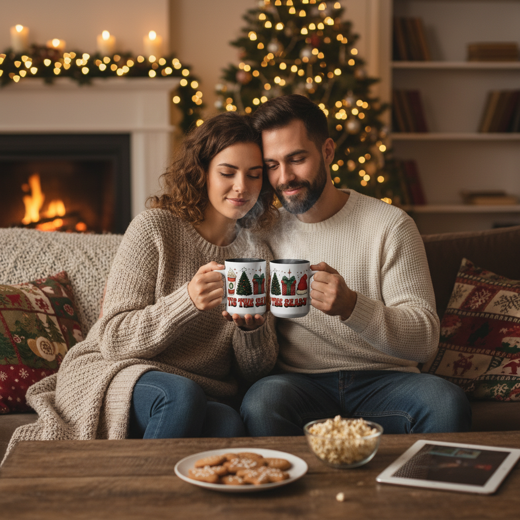 Tis The Season Coffee Mug — Christmas Icons Holiday Accent Mug
