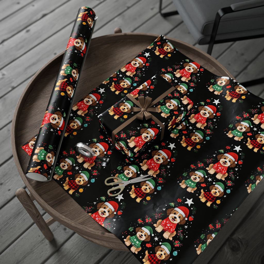 Christmas Puppy Pattern Wrapping Paper