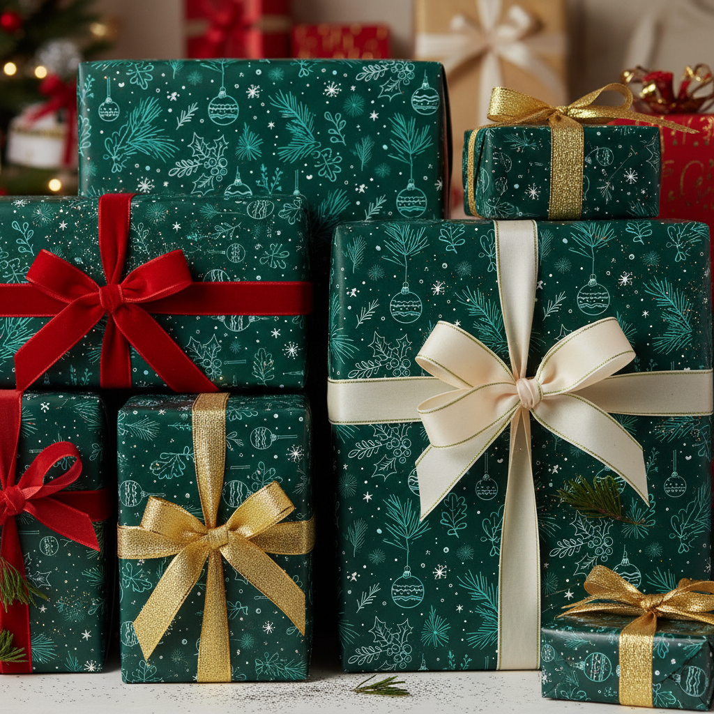 Teal Pine Forest Wrapping Paper