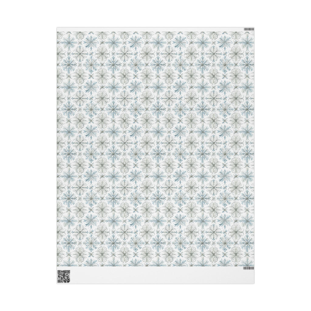 Floral Blue Holiday Wrapping Paper Roll — Elegant Botanical Gift Wrap