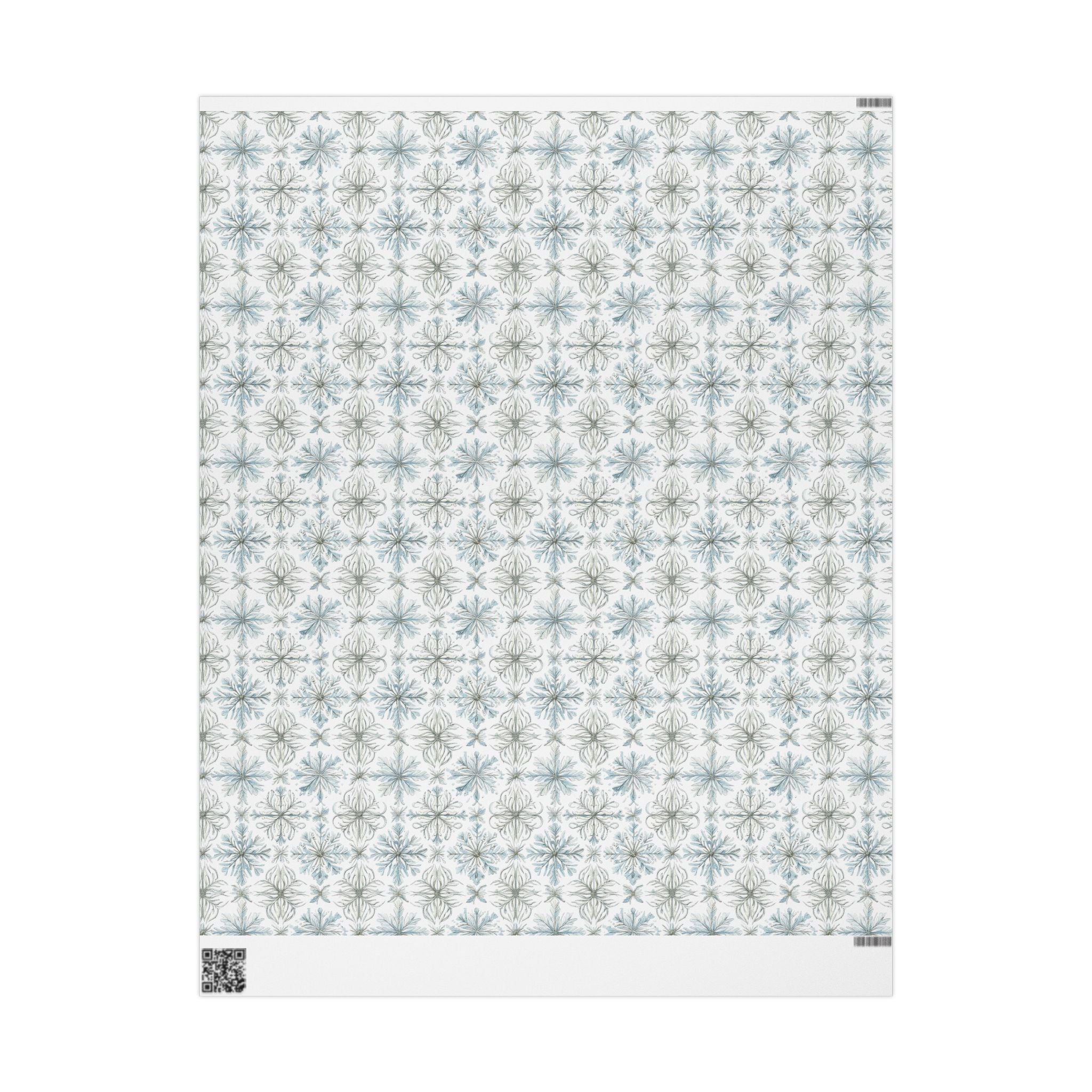 Floral Blue Holiday Wrapping Paper Roll — Elegant Botanical Gift Wrap