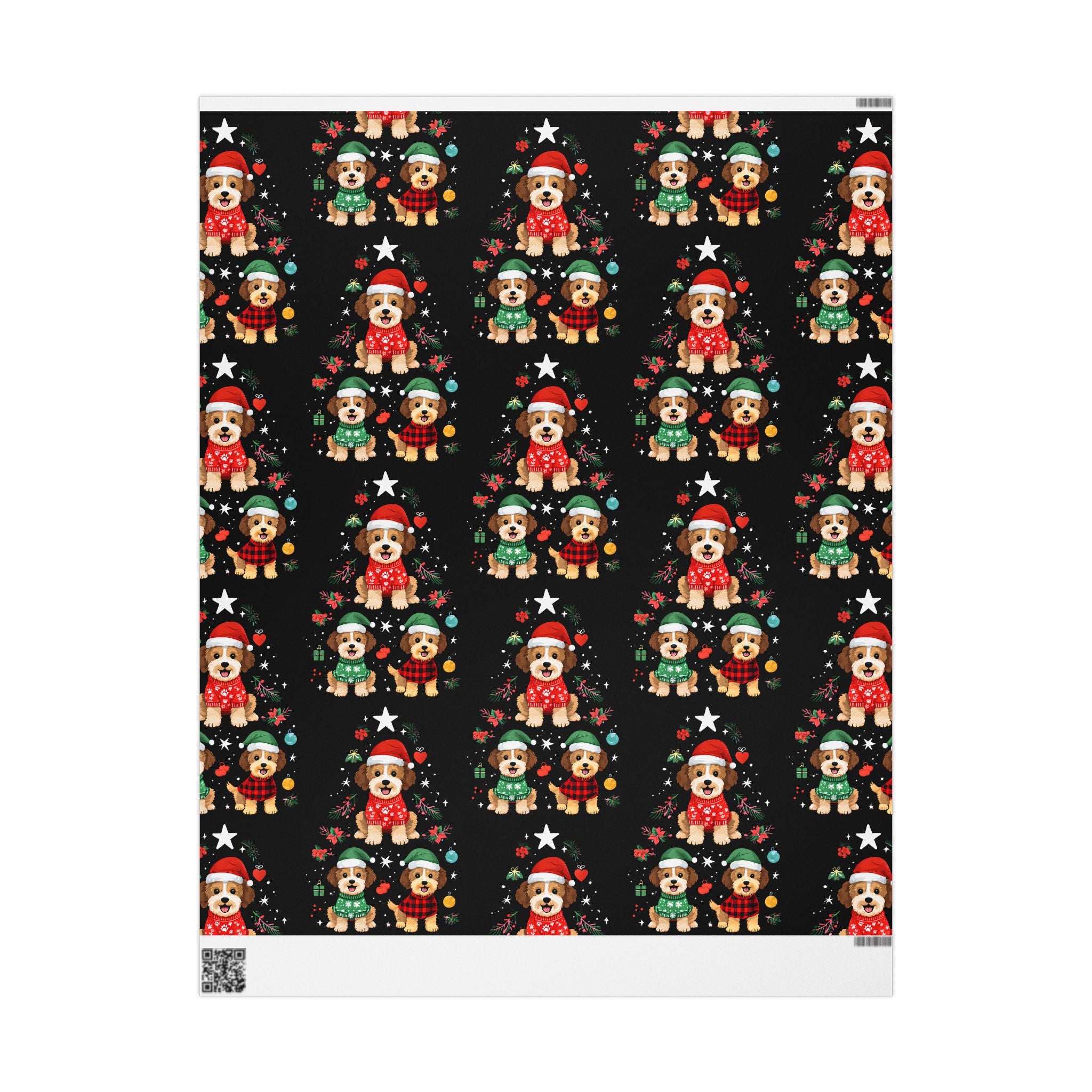Christmas Puppy Pattern Wrapping Paper