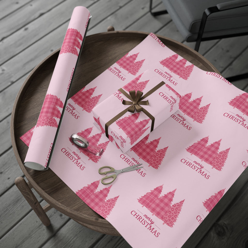 Pink Christmas Trees wrapping paper