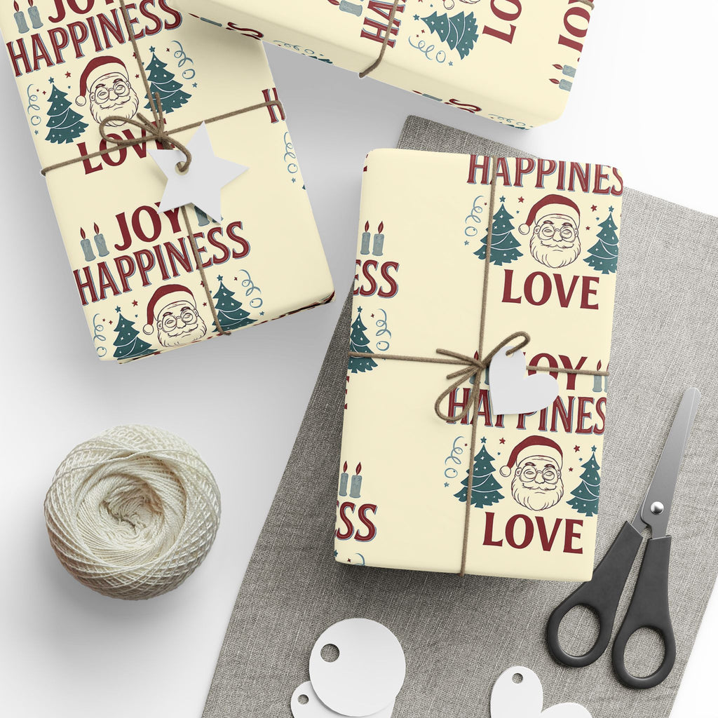 🎁 Festive Santa & “Happiness” Wrapping Paper