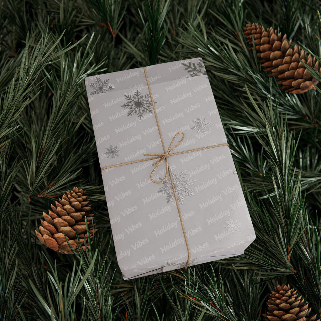 Silver Holiday Vibes Wrapping Paper