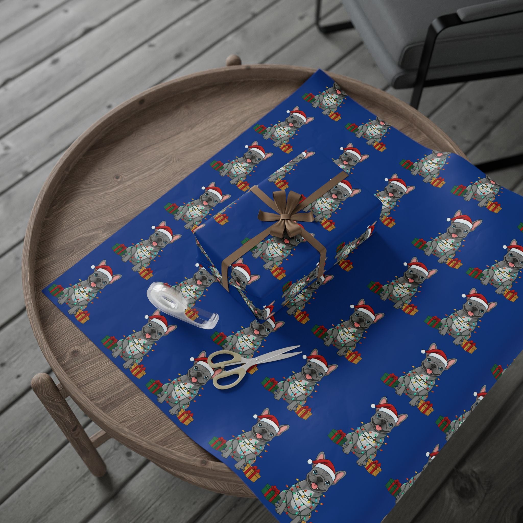 French Bulldog Holiday Wrap — Blue