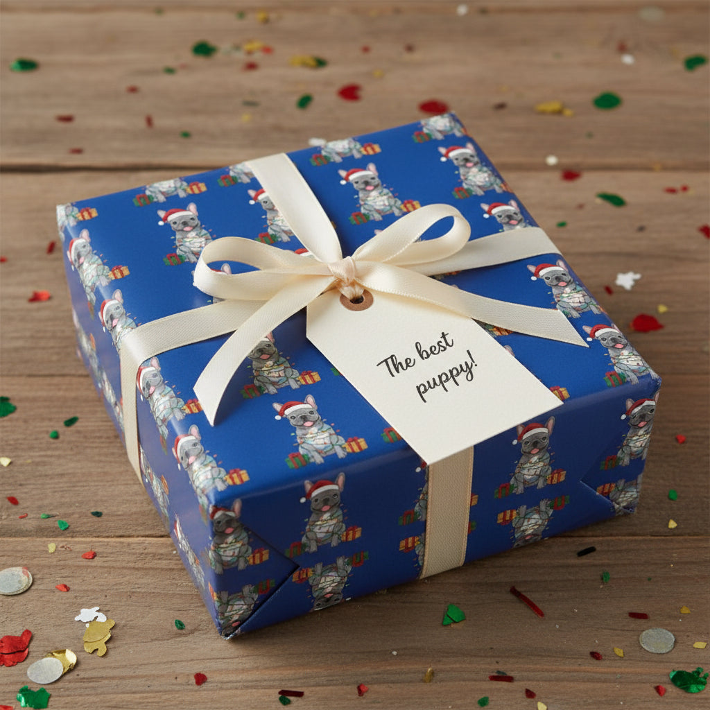 French Bulldog Holiday Wrap — Blue