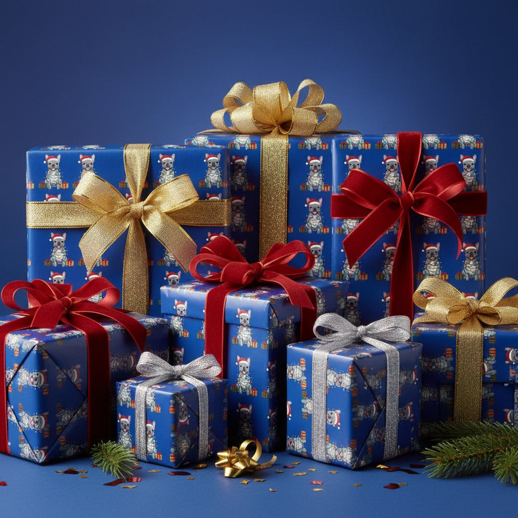 French Bulldog Holiday Wrap — Blue