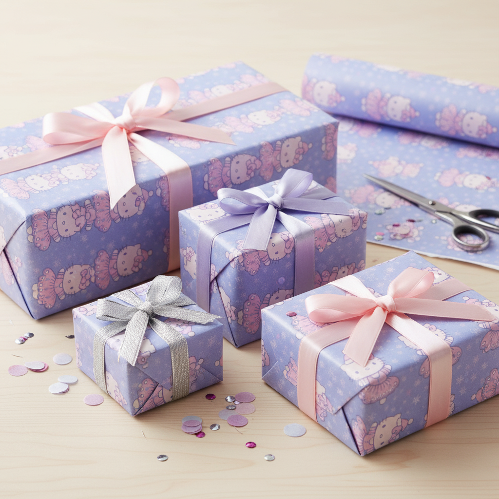Gift Wrap Paper Set - Hello Kitty Lavender and Pink Christmas