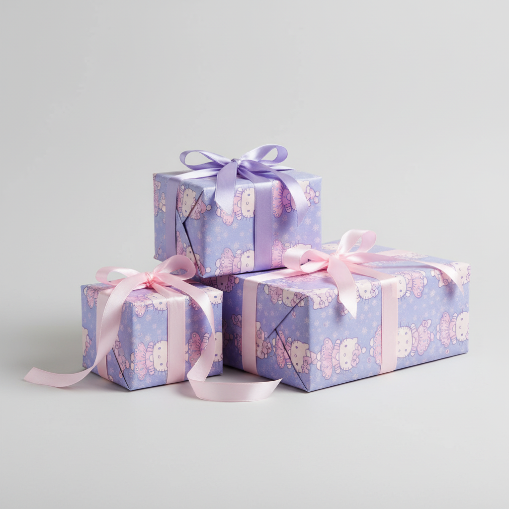Gift Wrap Paper Set - Hello Kitty Lavender and Pink Christmas