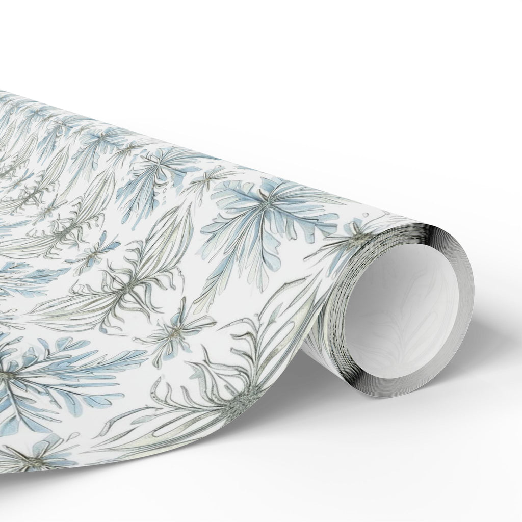 Floral Blue Holiday Wrapping Paper Roll — Elegant Botanical Gift Wrap