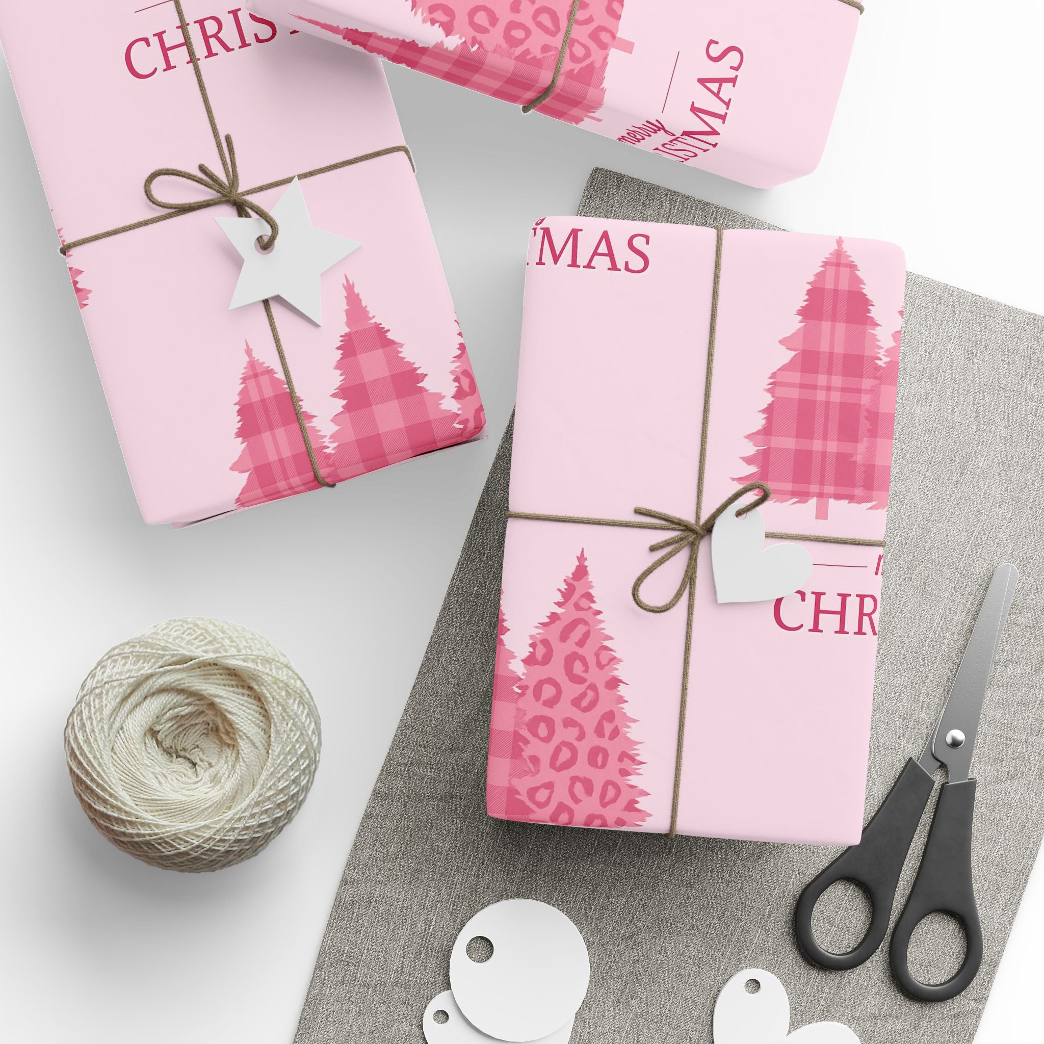Pink Christmas Trees wrapping paper
