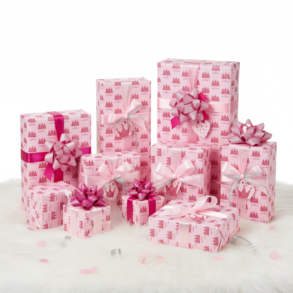 Pink Christmas Trees wrapping paper